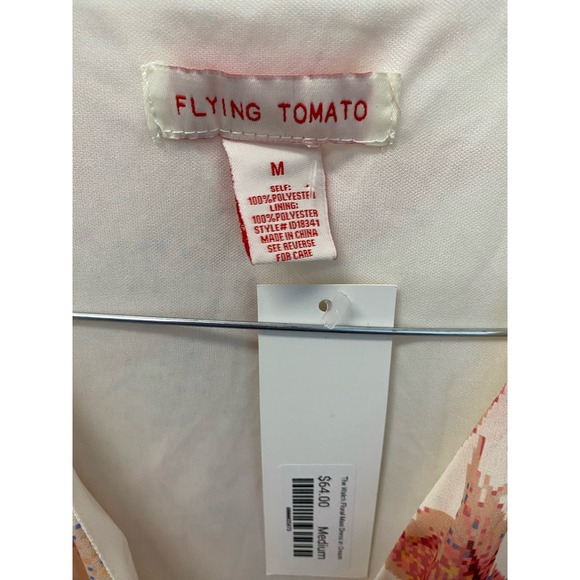 NWT Flying Tomato Midi Dress MEDIUM Floral V-Neck Long Sleeve Ruffle Faux Wrap - Picture 5 of 5